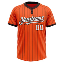 Load image into Gallery viewer, Custom Orange Brown Pinstripe White Two-Button Unisex Softball Jersey

