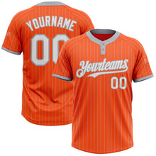 Загрузить изображение в средство просмотра галереи, Custom Orange Gray Pinstripe White Two-Button Unisex Softball Jersey