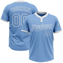 Load image into Gallery viewer, Custom Light Blue White Pinstripe White Two-Button Unisex Softball Jersey
