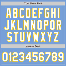 Загрузить изображение в средство просмотра галереи, Custom Light Blue Yellow Pinstripe White Two-Button Unisex Softball Jersey