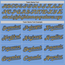 Charger l'image dans la galerie, Custom Light Blue Royal Pinstripe Old Gold Two-Button Unisex Softball Jersey