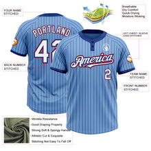 Charger l'image dans la galerie, Custom Light Blue Royal Pinstripe White-Red Two-Button Unisex Softball Jersey