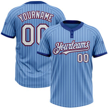 Charger l'image dans la galerie, Custom Light Blue Royal Pinstripe White-Red Two-Button Unisex Softball Jersey