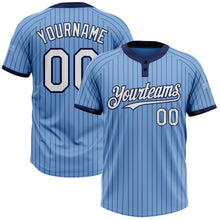 Charger l'image dans la galerie, Custom Light Blue Navy Pinstripe White Two-Button Unisex Softball Jersey