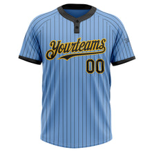 Charger l'image dans la galerie, Custom Light Blue Black Pinstripe Gold Two-Button Unisex Softball Jersey