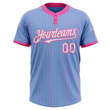 Charger l'image dans la galerie, Custom Light Blue Pink Pinstripe White Two-Button Unisex Softball Jersey