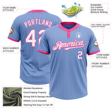 Charger l'image dans la galerie, Custom Light Blue Pink Pinstripe White Two-Button Unisex Softball Jersey