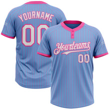 Charger l'image dans la galerie, Custom Light Blue Pink Pinstripe White Two-Button Unisex Softball Jersey