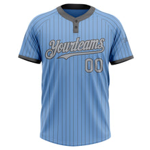 Load image into Gallery viewer, Custom Light Blue Steel Gray Pinstripe Gray Two-Button Unisex Softball Jersey
