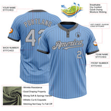 Load image into Gallery viewer, Custom Light Blue Steel Gray Pinstripe Gray Two-Button Unisex Softball Jersey