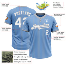 Charger l'image dans la galerie, Custom Light Blue Gray Pinstripe White Two-Button Unisex Softball Jersey