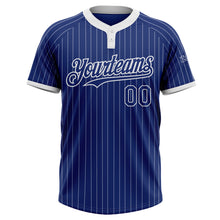 Laden Sie das Bild in den Galerie-Viewer, Custom Royal White Pinstripe White Two-Button Unisex Softball Jersey