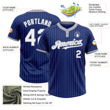 Laden Sie das Bild in den Galerie-Viewer, Custom Royal Gray Pinstripe White Two-Button Unisex Softball Jersey