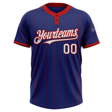 Laden Sie das Bild in den Galerie-Viewer, Custom Royal Red Pinstripe White Two-Button Unisex Softball Jersey
