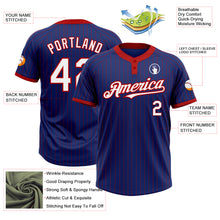 Laden Sie das Bild in den Galerie-Viewer, Custom Royal Red Pinstripe White Two-Button Unisex Softball Jersey