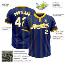 Laden Sie das Bild in den Galerie-Viewer, Custom Royal Yellow Pinstripe White Two-Button Unisex Softball Jersey