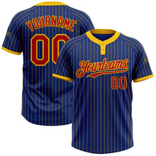 Laden Sie das Bild in den Galerie-Viewer, Custom Royal Yellow Pinstripe Red Two-Button Unisex Softball Jersey