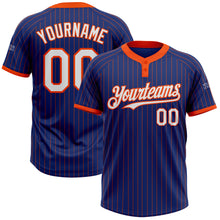 Laden Sie das Bild in den Galerie-Viewer, Custom Royal Orange Pinstripe White Two-Button Unisex Softball Jersey