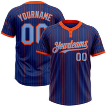 Laden Sie das Bild in den Galerie-Viewer, Custom Royal Orange Pinstripe Light Blue Two-Button Unisex Softball Jersey