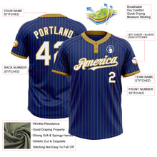 Laden Sie das Bild in den Galerie-Viewer, Custom Royal Old Gold Pinstripe White Two-Button Unisex Softball Jersey