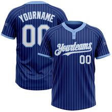 Laden Sie das Bild in den Galerie-Viewer, Custom Royal Light Blue Pinstripe White Two-Button Unisex Softball Jersey