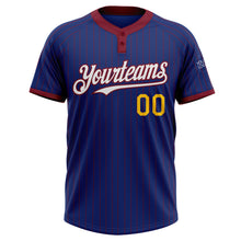 Laden Sie das Bild in den Galerie-Viewer, Custom Royal Crimson Pinstripe Yellow-White Two-Button Unisex Softball Jersey