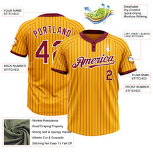 Laden Sie das Bild in den Galerie-Viewer, Custom Gold Crimson Pinstripe White Two-Button Unisex Softball Jersey