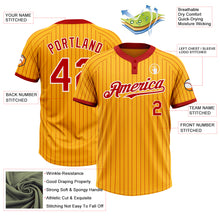 Laden Sie das Bild in den Galerie-Viewer, Custom Gold Red Pinstripe White Two-Button Unisex Softball Jersey