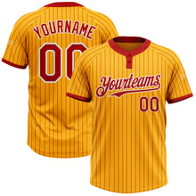 Laden Sie das Bild in den Galerie-Viewer, Custom Gold Red Pinstripe White Two-Button Unisex Softball Jersey