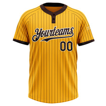 Load image into Gallery viewer, Custom Gold Brown Pinstripe White Two-Button Unisex Softball Jersey

