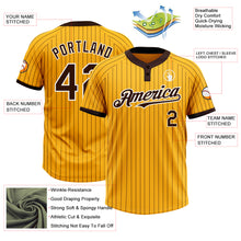 Laden Sie das Bild in den Galerie-Viewer, Custom Gold Brown Pinstripe White Two-Button Unisex Softball Jersey