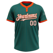 Загрузить изображение в средство просмотра галереи, Custom Teal Orange Pinstripe White Two-Button Unisex Softball Jersey