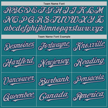 Load image into Gallery viewer, Custom Teal Navy Pinstripe Gray Two-Button Unisex Softball Jersey