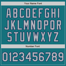 Load image into Gallery viewer, Custom Teal Navy Pinstripe Gray Two-Button Unisex Softball Jersey