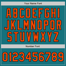Загрузить изображение в средство просмотра галереи, Custom Teal Black Pinstripe Orange Two-Button Unisex Softball Jersey
