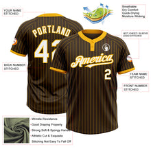 Laden Sie das Bild in den Galerie-Viewer, Custom Brown Gold Pinstripe White Two-Button Unisex Softball Jersey