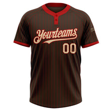 Laden Sie das Bild in den Galerie-Viewer, Custom Brown Red Pinstripe Cream Two-Button Unisex Softball Jersey