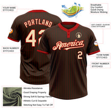 Laden Sie das Bild in den Galerie-Viewer, Custom Brown Red Pinstripe Cream Two-Button Unisex Softball Jersey