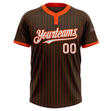 Laden Sie das Bild in den Galerie-Viewer, Custom Brown Orange Pinstripe White Two-Button Unisex Softball Jersey
