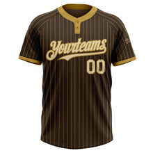 Laden Sie das Bild in den Galerie-Viewer, Custom Brown Old Gold Pinstripe Cream Two-Button Unisex Softball Jersey