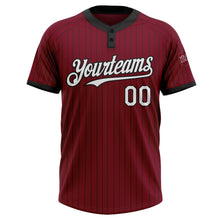 Load image into Gallery viewer, Custom Crimson Black Pinstripe White Two-Button Unisex Softball Jersey