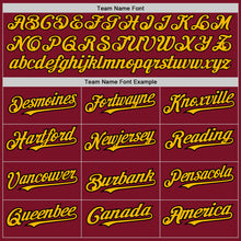 Load image into Gallery viewer, Custom Crimson Black Pinstripe Gold Two-Button Unisex Softball Jersey