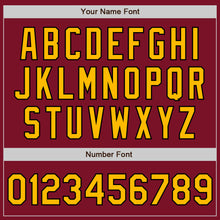 Load image into Gallery viewer, Custom Crimson Black Pinstripe Gold Two-Button Unisex Softball Jersey