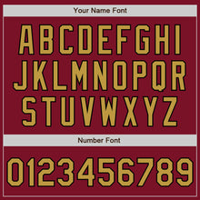 Load image into Gallery viewer, Custom Crimson Black Pinstripe Old Gold Two-Button Unisex Softball Jersey