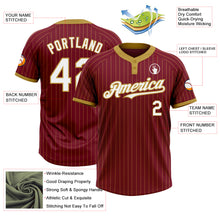 Load image into Gallery viewer, Custom Crimson Old Gold Pinstripe White Two-Button Unisex Softball Jersey