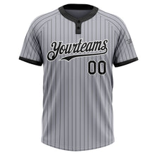 Laden Sie das Bild in den Galerie-Viewer, Custom Gray Black Pinstripe White Two-Button Unisex Softball Jersey