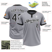 Laden Sie das Bild in den Galerie-Viewer, Custom Gray Black Pinstripe White Two-Button Unisex Softball Jersey