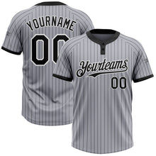 Laden Sie das Bild in den Galerie-Viewer, Custom Gray Black Pinstripe White Two-Button Unisex Softball Jersey