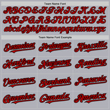 Laden Sie das Bild in den Galerie-Viewer, Custom Gray Black Pinstripe Red Two-Button Unisex Softball Jersey