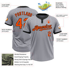 Laden Sie das Bild in den Galerie-Viewer, Custom Gray Black Pinstripe Orange Two-Button Unisex Softball Jersey